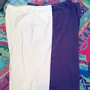 Price Drop-White and Navy  capris- like new- 2 capris